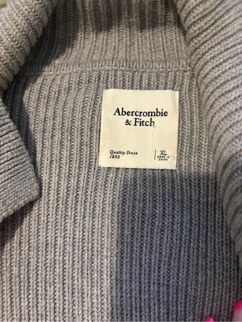 Abercrombie & Fitch Gray Rib-Knit Sweater
